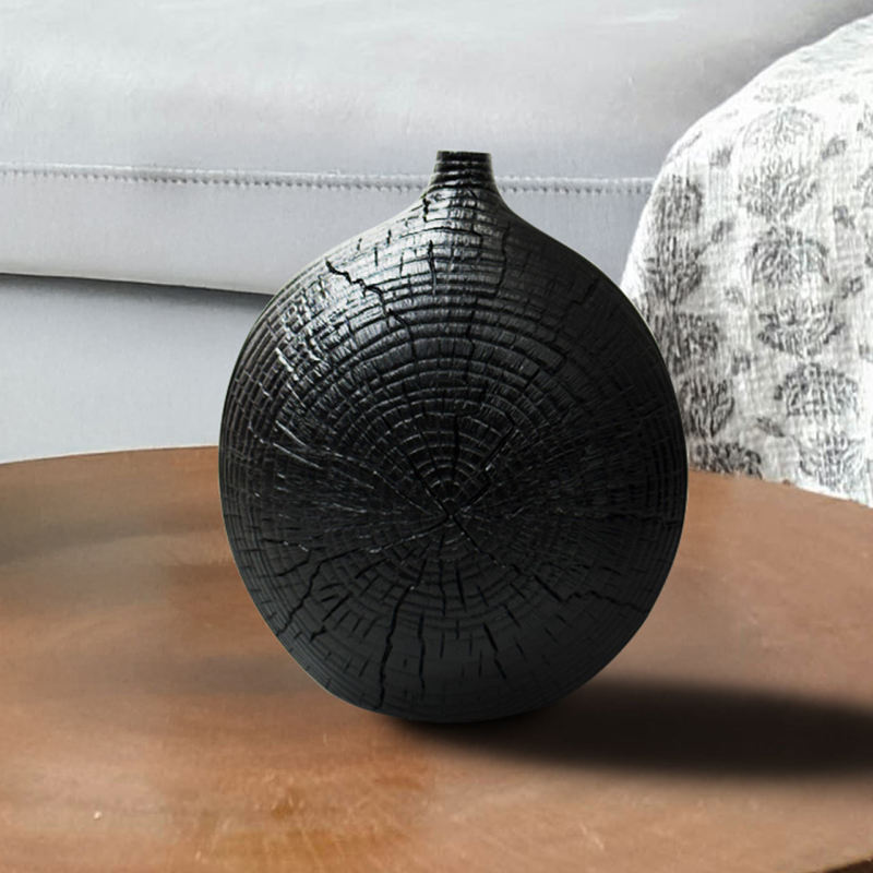 Matte Black Polyresin Vase